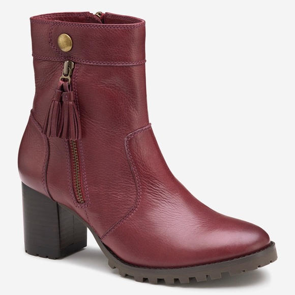 JOHNSTON & MURPHY Vivica Zip Tassel Detail Red Wine Boot Size 10 (78-52627) - Picture 1 of 7